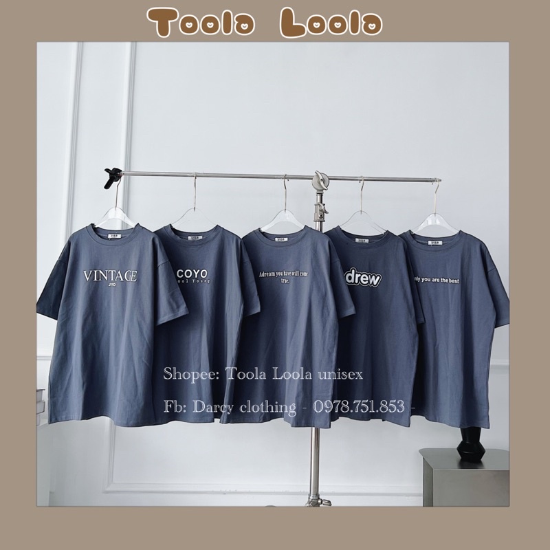 Áo Thun 3158 Đơn GIẢN - Phông Chữ Màu Xám Xanh - Thời Trang Unisex - SM11