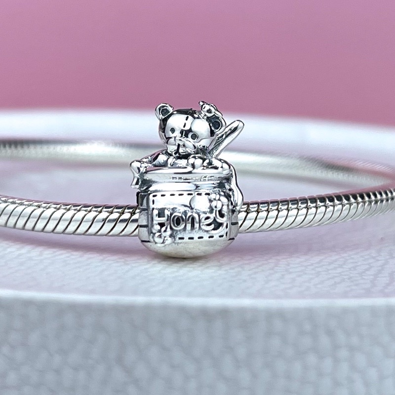 Hạt charm gấu và giỏ mật ong bạc s925 Cao cấp -có bảo hành