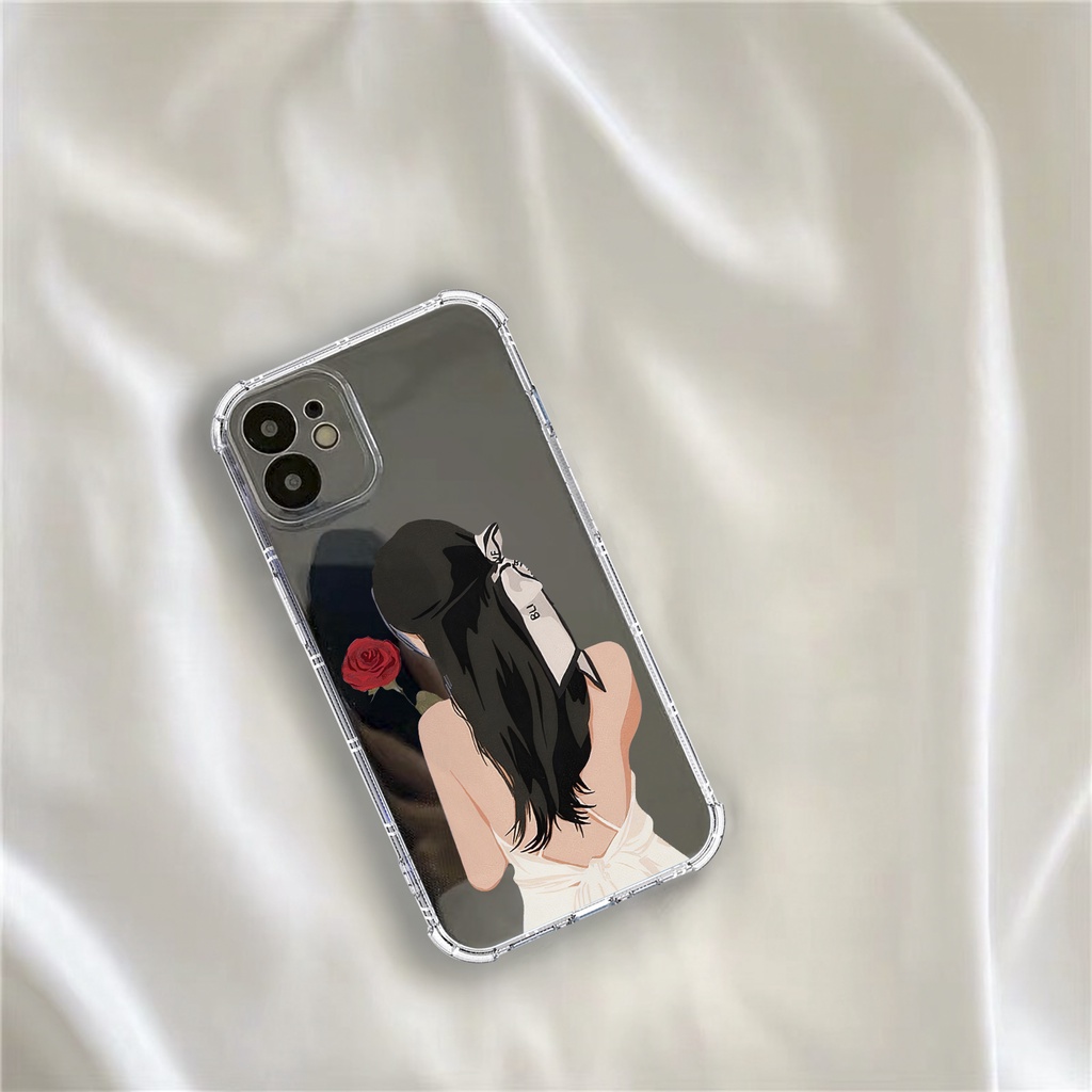 Ốp lưng iphone Hot girl dẻo trong viền vuông chống sốc case 14plus 14 pro max 13 12 promax 11 mini 6 6s 7 8 plus x xr xs