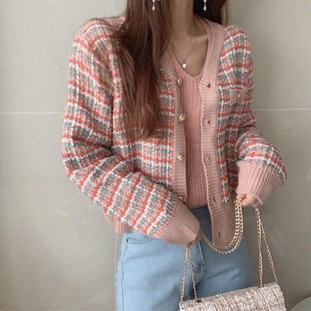 Áo Khoác Cardigan Len Nữ Dệt Kim Tay Dài Chất Dạ Tweed Mỏng Phong Cách Hàn Quốc Xiaozhainv vn 28