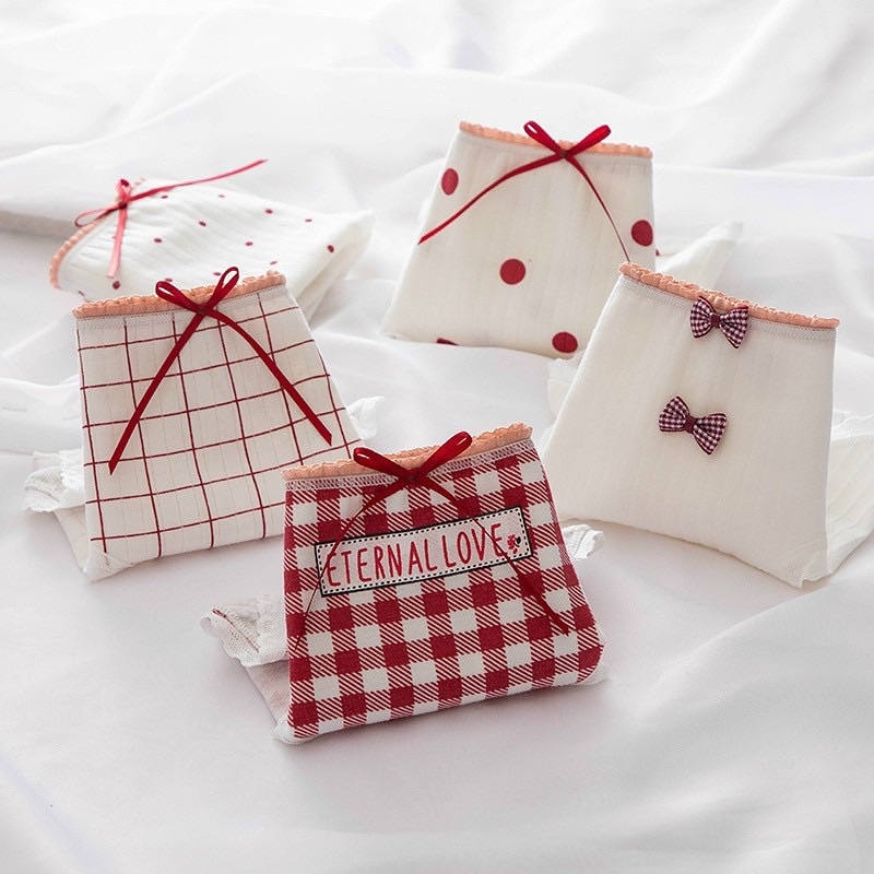 QUẦN LÓT COTTON KẺ ĐỎ 0129