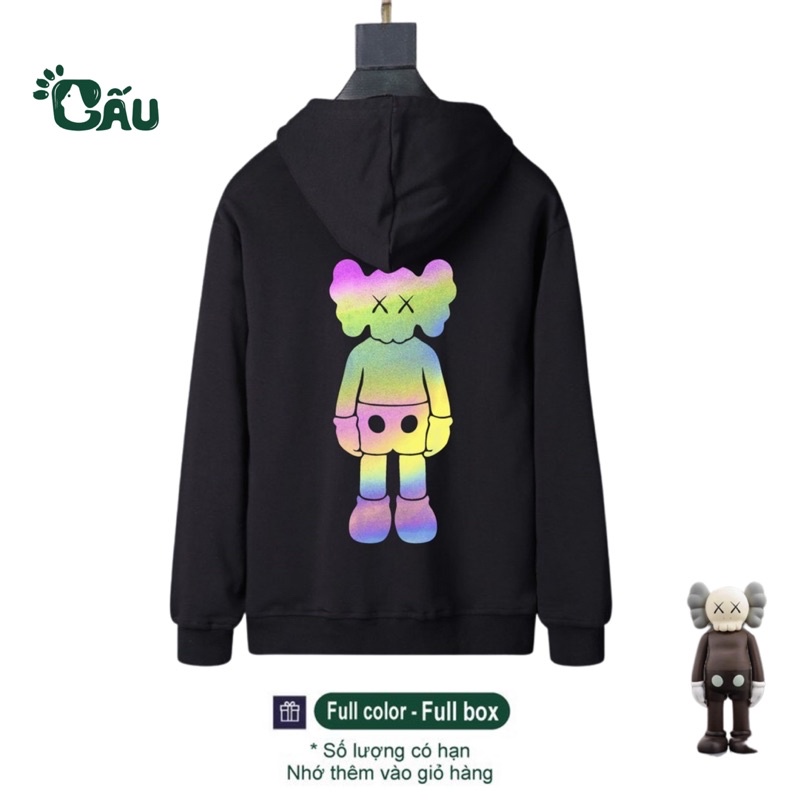 Áo khoác hoodie Men194 vải nỉ co dãn, dày dặn mềm mịn form rộng - KAWS Phản Quang