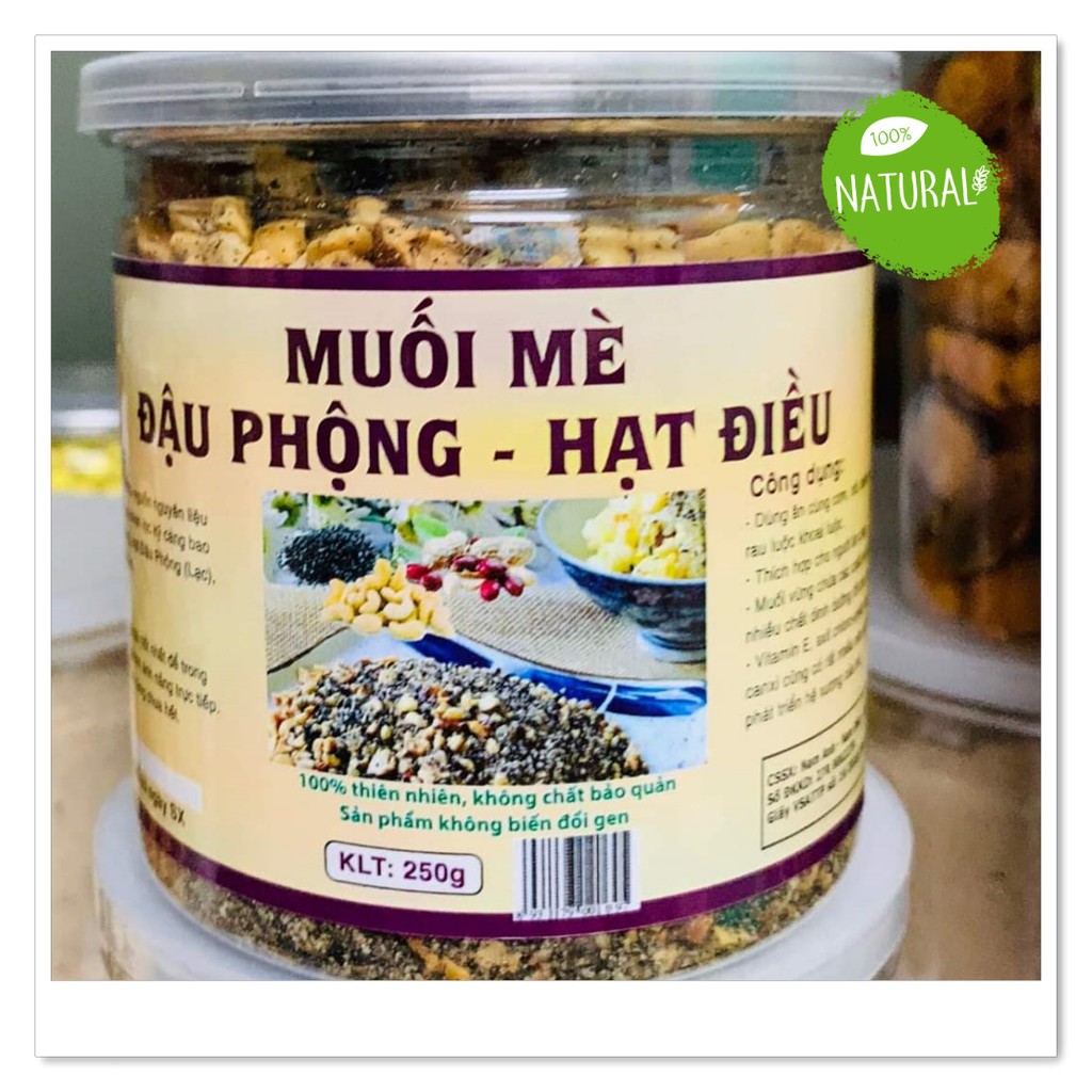 [Mới]  Muối Mè đen – Đậu phộng – Hạt Điều THÍCH HỢP ĂN CHAY, 100% NGUYÊN LIỆU SẠCH TỰ NHIÊN  (250g, 500g)