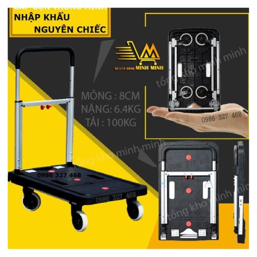 [SIÊU GỌN- DÒNG NHẬP NGUYÊN CHIẾC] Xe Đẩy Hàng, Xe Đẩy Hàng 4 Bánh Gấp Gọn Maxkiwi- Bỏ Cốp ÔTô cho không gian nhỏ hẹp