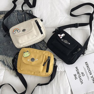 Túi canvas đeo chéo thêu hình xinh xắn thời trang cho nữ
