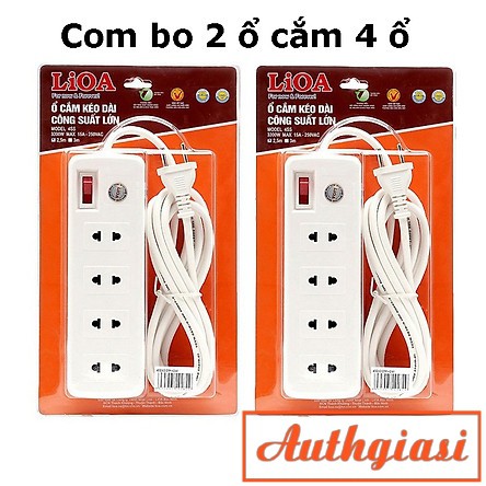 Ổ cắm điện LIOA 4 lỗ cắm công suất lớn 4SS2.5-2 - Chịu tải 3300W an toàn độ bền cao