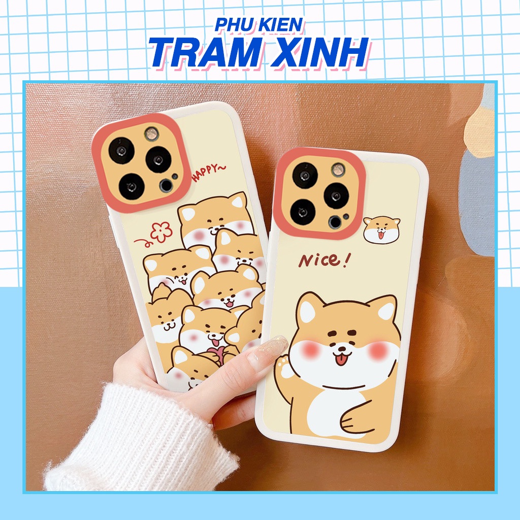 Ốp iphone cạnh vuông bo viền Cún Shi/ba đáng yêu cho 11/11pro/11promax/12 pro max/13 pro max/x/xr/xsmax/6/7/8/plus-g99