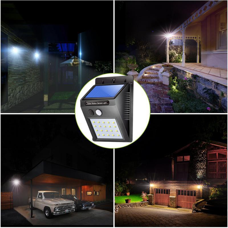 Đèn Led Năng Lượng Mặt Trời - Cảm Biến Phát Hiên Chuyển Động - 3 Chức Năng - 20 Led Cực Sáng - Gắn Tường Tiện Lợi