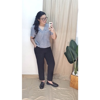 Bigsize công sở - Áo Cổ Đắp - Tweed Xanh