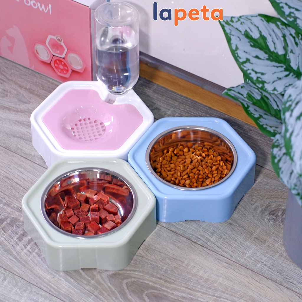 Bát ăn cho chó mèo, khay nước tự động lắp ghép thành bộ cho thú cưng kèm bình 500ml