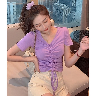 ÁO CROPTOP NỮ PHỐI DÂY RÚT