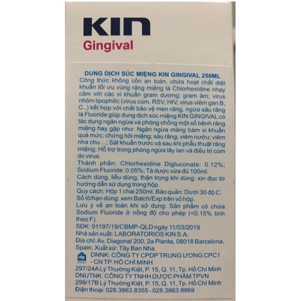 [Date 2024] Nước súc miệng KIN GINGIVAL - 250ml