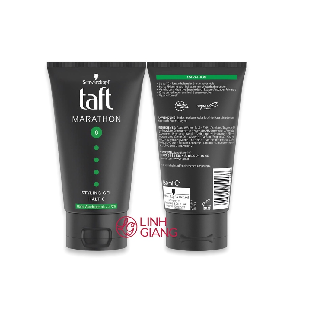 Gel vuốt tóc Nam tạo kiểu Taft Marathon Power Gel 300ml Taft Styling Gel 150ml Đức siêu cứng không bết tóc