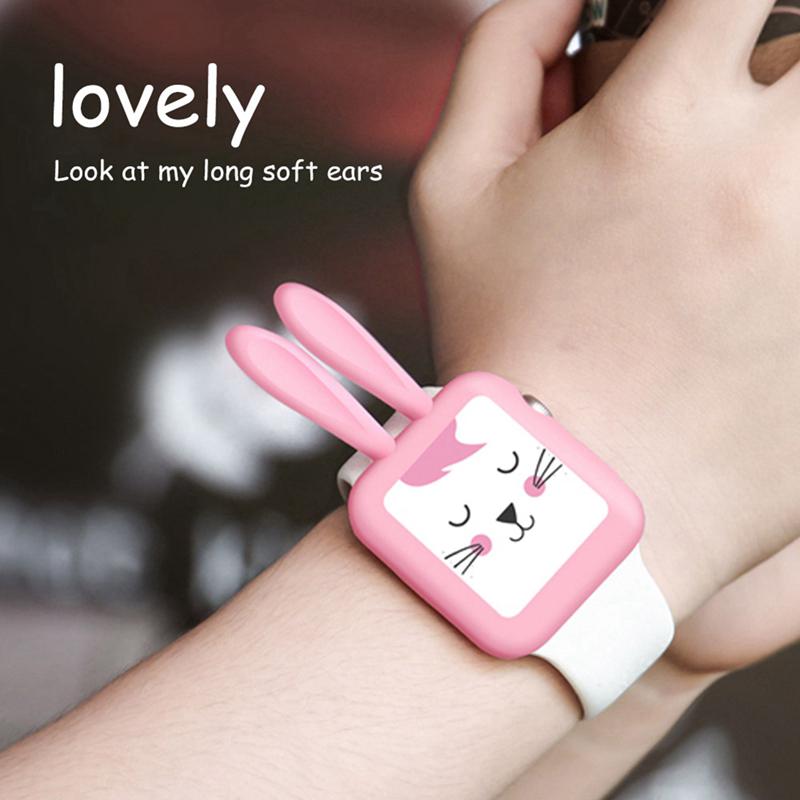 Ốp silicon tai thỏ dễ thương cho đồng hồ thông minh Apple Watch Series 1 2 3 42mm 38mm