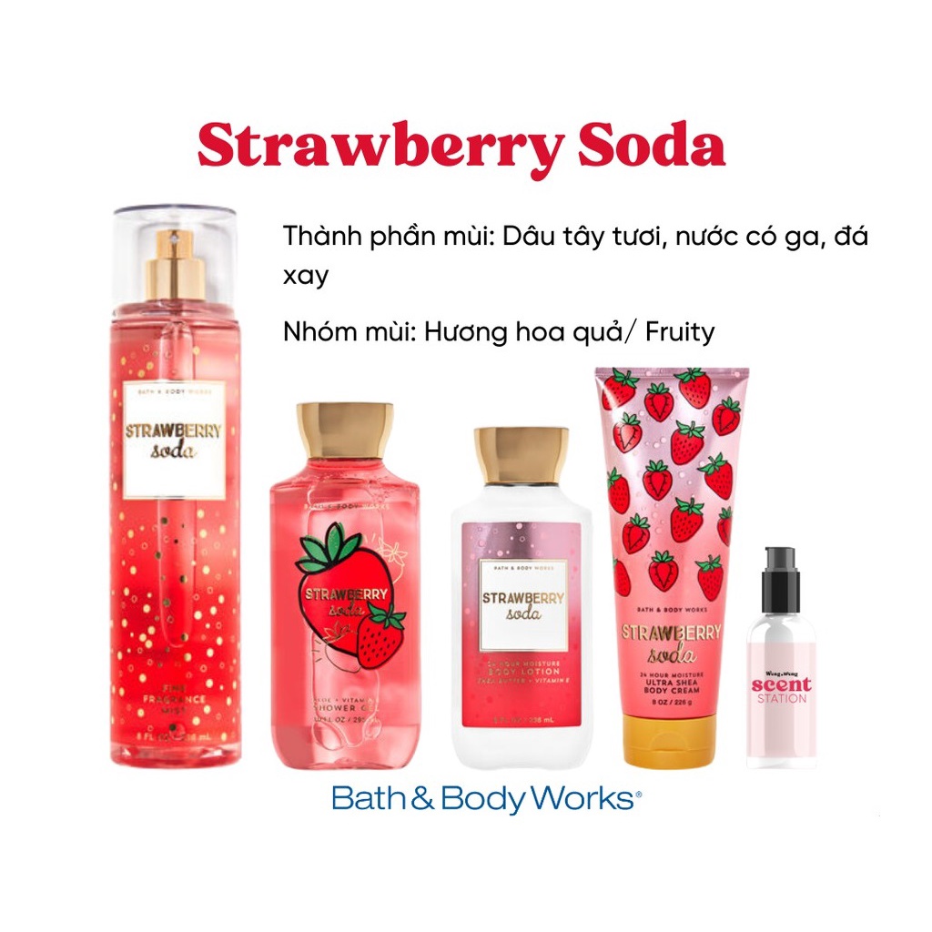 Xịt thơm body Bath &amp; Body Works Strawberry Soda 236ML