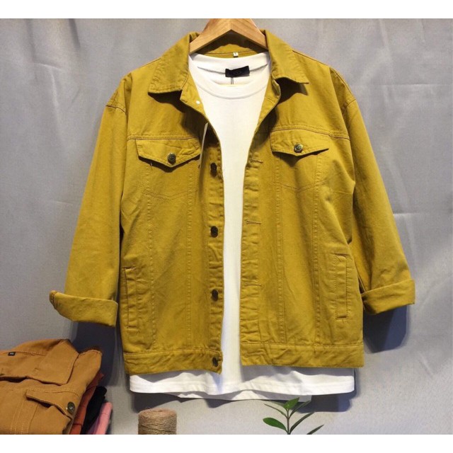 ÁO KHOÁC KAKI MÀU VÀNG - NGHỆ FOME RỘNG NAM VÀ NỮ MẶC  RẤT CHẤT. 0KS4