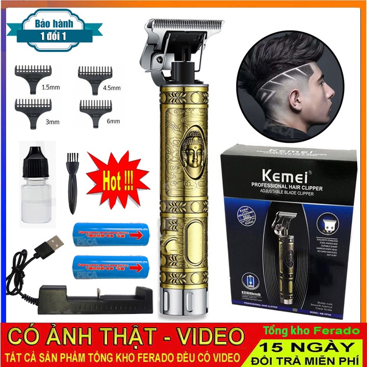 Tông chấn viền Tạo Kiểu KEMEI  KM-1974, Tông đơ cắt tóc chuyên nghiệp Bảo Hành 6 Tháng