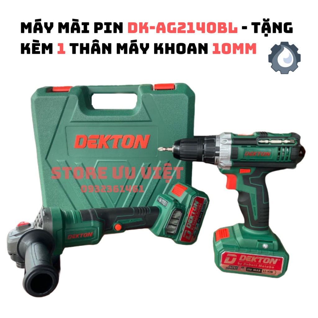 Máy mài pin Dekton 21V Công Tắc Bóp DK-AG2140BL Tặng Kèm 1 Thân Máy Khoan 10mm AUTOCLOCK