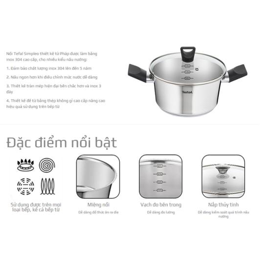 Nồi Inox Tefal Simpleo B9054695 24cm 4.8L - Hàng chính hãng