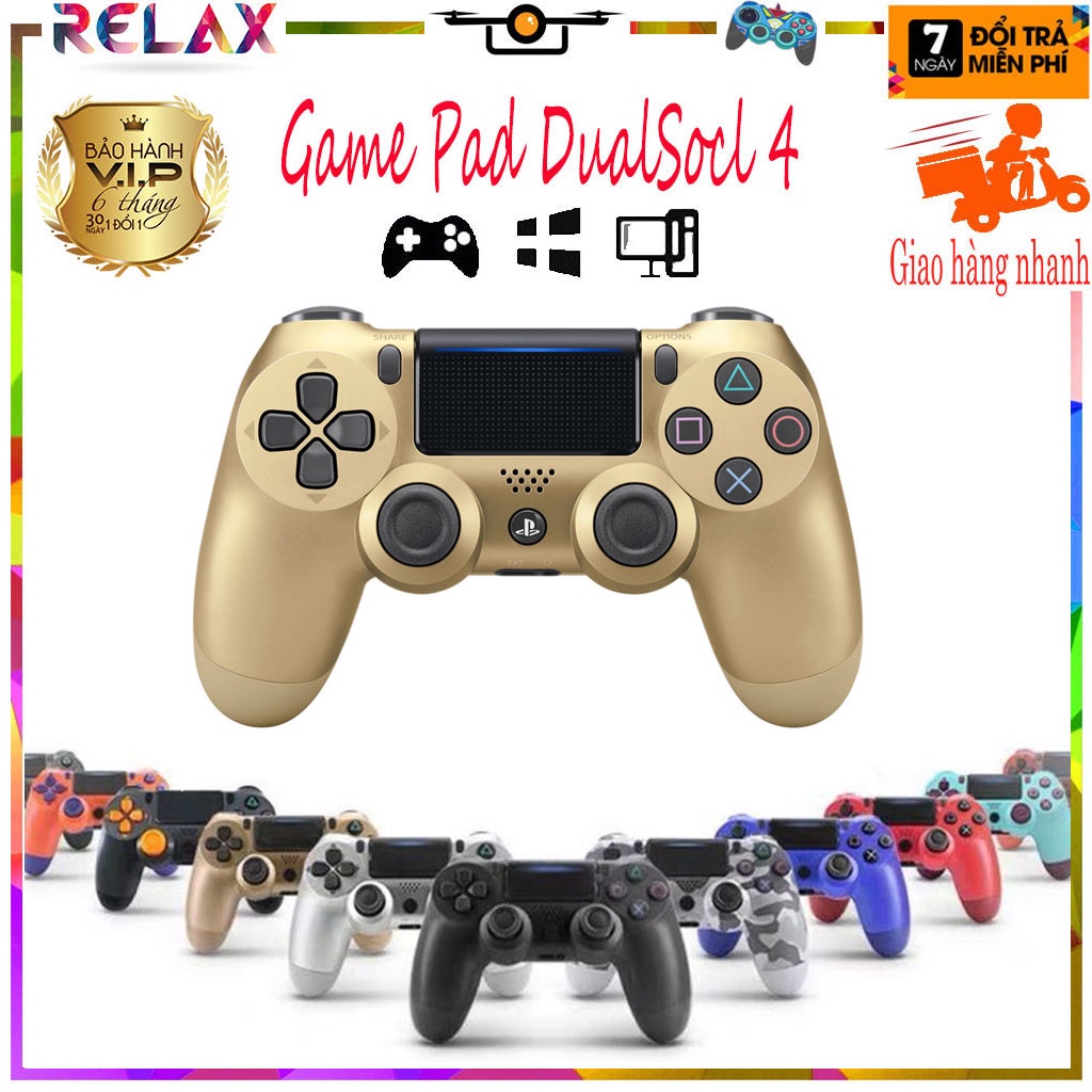 Tay cam PS4, tay cầm PS4 đa dạng màu sắc, Tương thích đa hệ điều hành tặng kèm cáp sạc nhanh