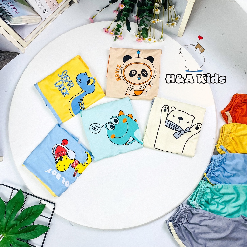 [Bé 7-30kg] Bộ cộc tay MINLYBABY thun lạnh cho bé trai bé gái Size 80-170cm Unibaby vải thun lạnh thoáng mát - LBCPA