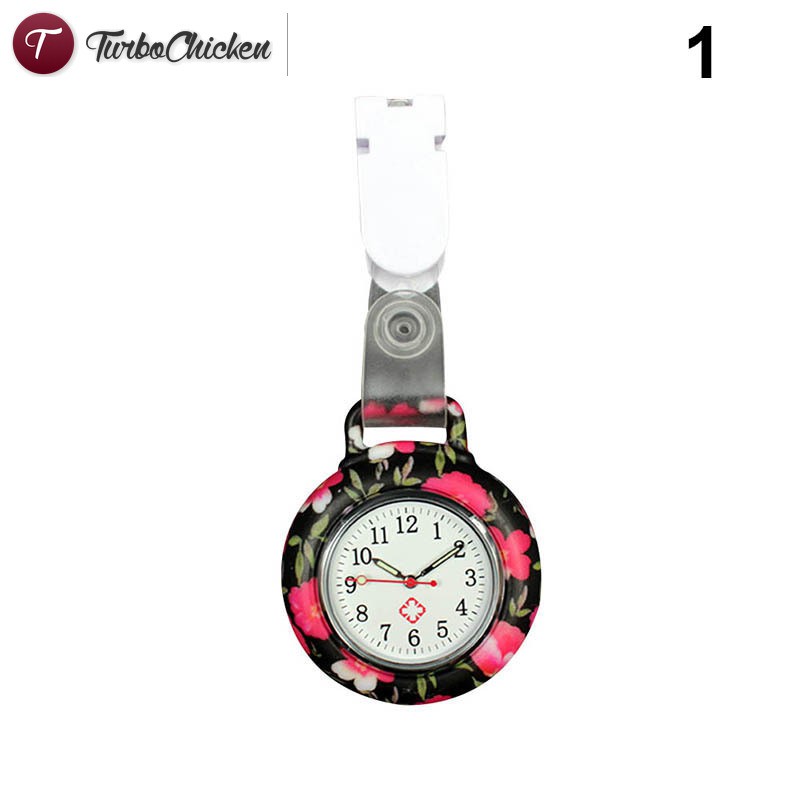 #Đồng hồ đeo tay# Nurses Doctor Quartz Fob Watch Silicone Case Band Pocket Watch