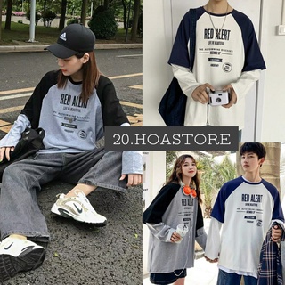 Áo pull red dài tay nữ nỉ da cá - áo nỉ raglan alert