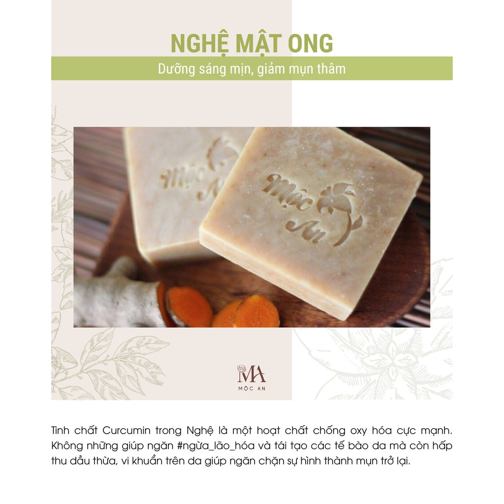 Xà Bông Thiên Nhiên Nghệ Mật Ong Giảm Mụn Thâm, Dưỡng Sáng Da Handmade Mộc An | BigBuy360 - bigbuy360.vn