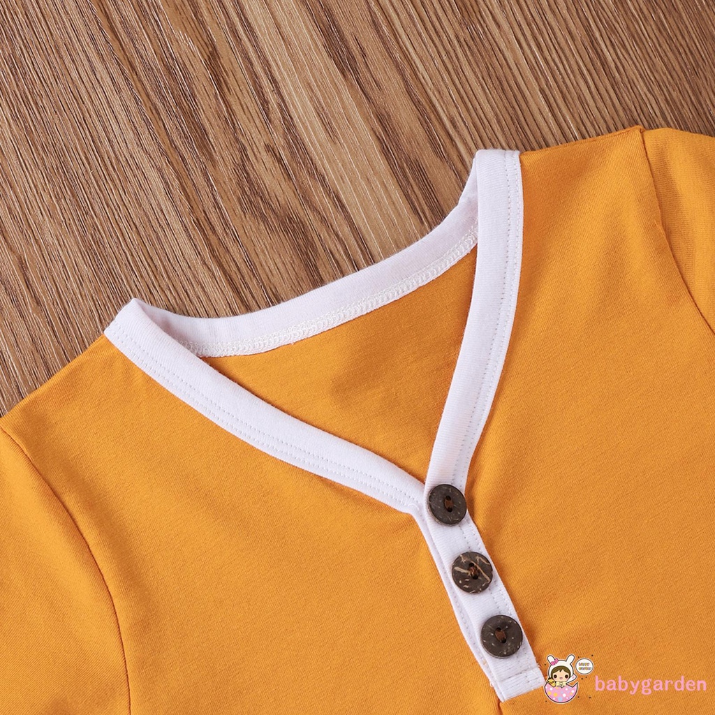 Set Áo Thun Ngắn Tay + Quần Short Buộc Dây Màu Trơn Hợp Thời Trang Cho Bé