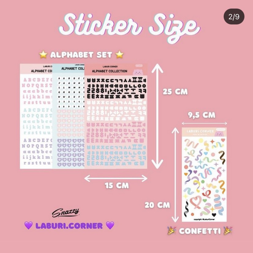 Sticker Laburi Alphabet Ánh Nhũ và Cán Mờ-Sticker phong cách Hàn Quốc