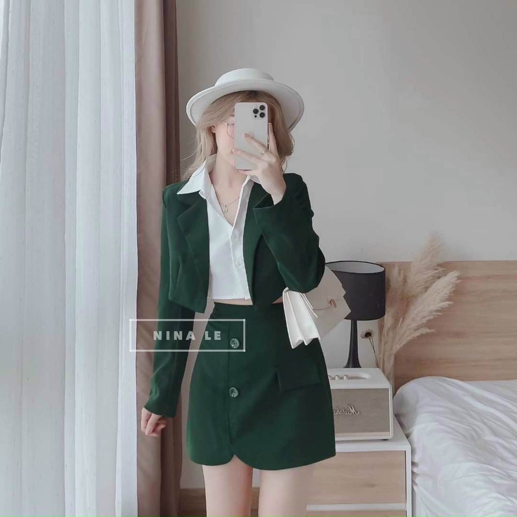 Siêu phẩm set váy nữ ba món chân váy có lót