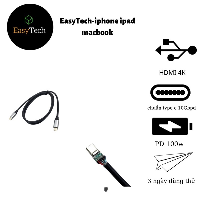 Cáp thunderbolt 3, cáp USB-C 3.1 gen 2 xuất hình ảnh âm thanh 4k