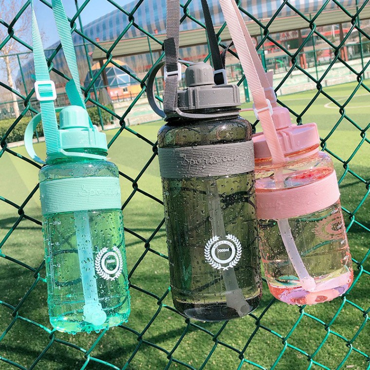 Bình Nước Nhựa - Chai Đựng Nước Thể Thao có ống hút và dây đeo tiện lợi khi đi làm, tập gym, nhựa Ag cao cấp an toàn BN3 | WebRaoVat - webraovat.net.vn