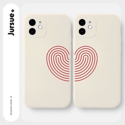 Ốp lưng JURSUE mềm viền vuông hình cặp đôi dễ thương đẹp Cho iPhone 16 15 14 13 12 11 Pro Max SE 2020 X XR XS ip 8 7 Plus Y2116