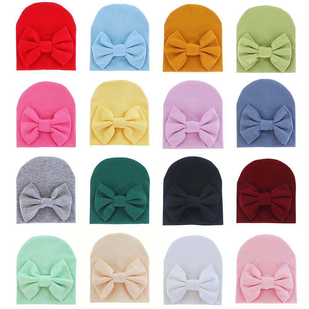 Mũ trùm đầu thắt nơ chất liệu cotton mềm mại cho bé MIHAN1