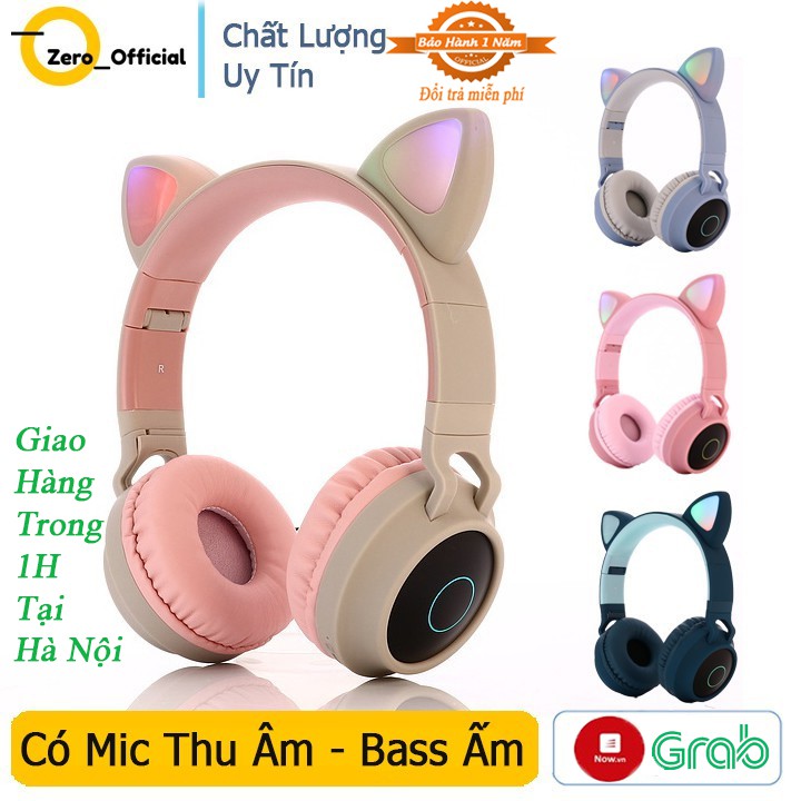 Tai Nghe Mèo Bluetooth, Headphone Tai Mèo Dễ Thương Có Mic,Âm Bass Mạnh Mẽ Và Dung Lượng Pin Khủng 400mAh BH 12 Tháng