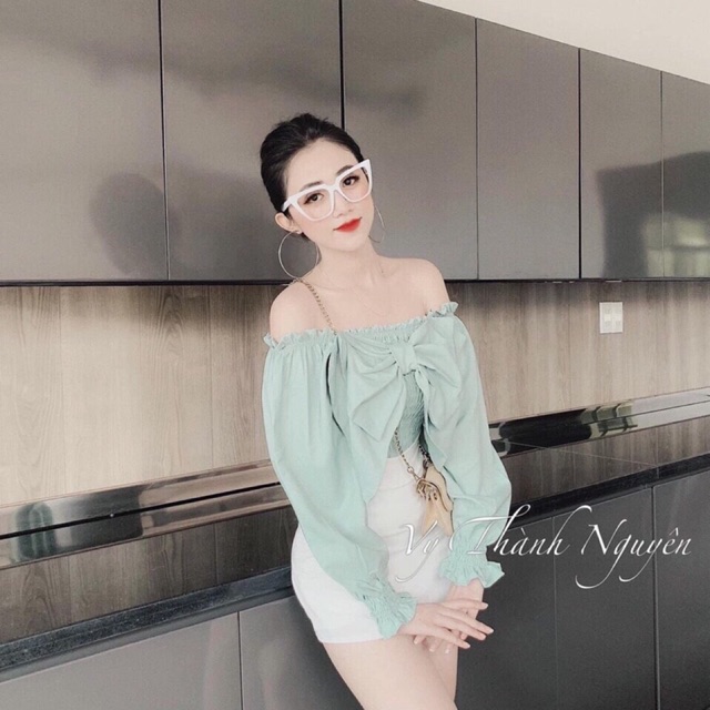 Áo Nơ Dài Tay Phồng