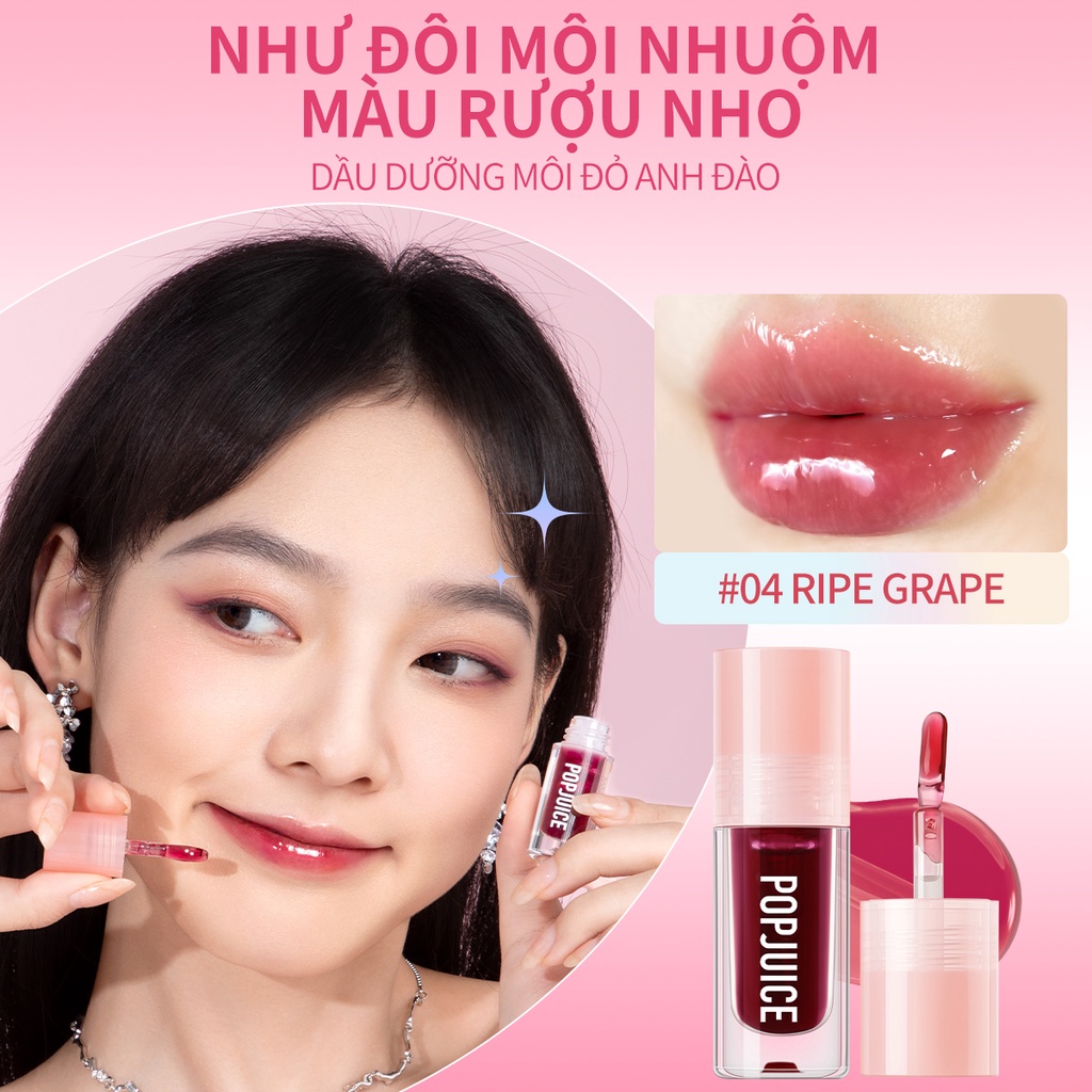 Son Dưỡng Môi POPJUICE Dạng Lỏng Mềm Mịn Lấp Lánh Không Dính Ly POPJUICE