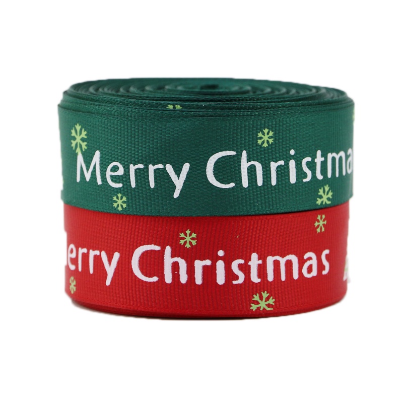 Cuộn Dây Ruy Băng 25 Yards / Roll Màu Đỏ / Xanh Lá Cây In Họa Tiết Giáng Sinh Rộng Có Sẵn Dùng Để Trang Trí Quà Tặng