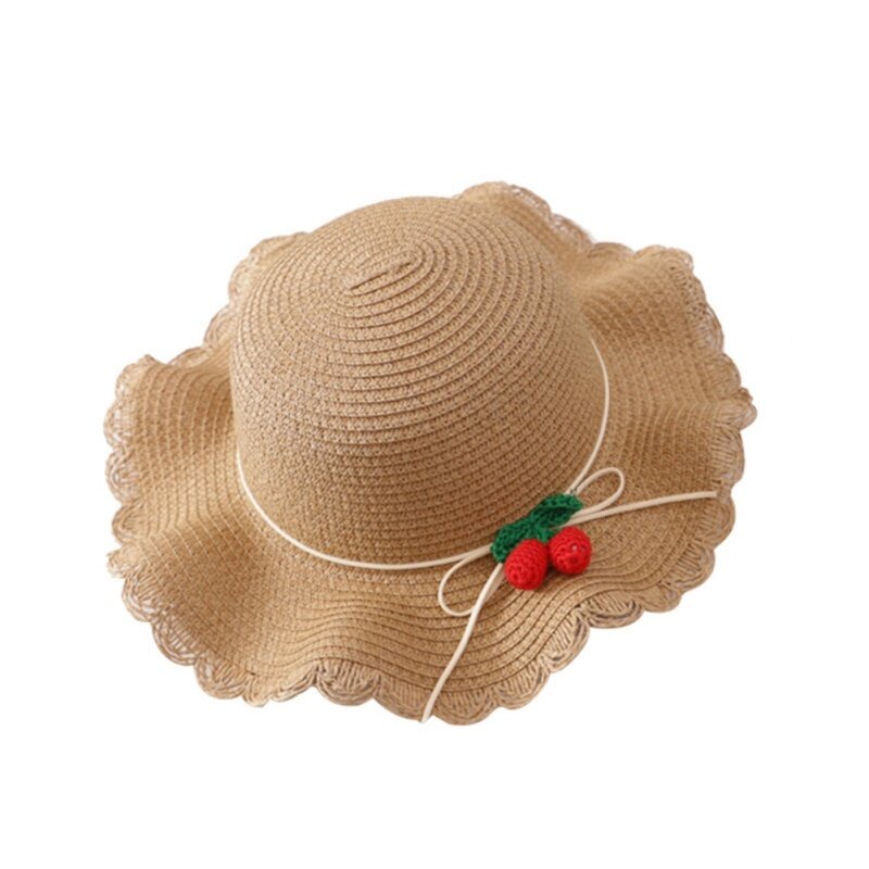 Mũ/ Túi đeo chéo đan rơm trang trí quả cherry xinh xắn dành cho bé gái 2-8 tuổi
