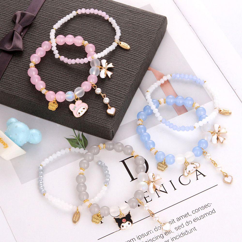 Qqmall Vòng Đeo Tay Hai Lớp Handmade Mặt Hình Cún Thắt Nơ Mymelody Dễ Thương Làm Quà Tặng Cho Bạn Gái