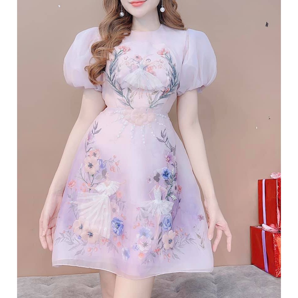 Monoco- Váy cổ tròn tay phồng đính họa tiết cô gái -8750 | BigBuy360 - bigbuy360.vn