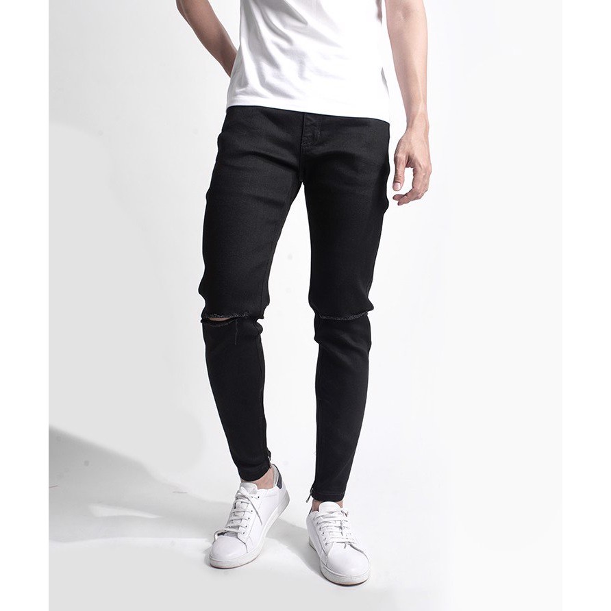 Quần Jean Nam Đen Trơn Rách Gối. Mới | BigBuy360 - bigbuy360.vn