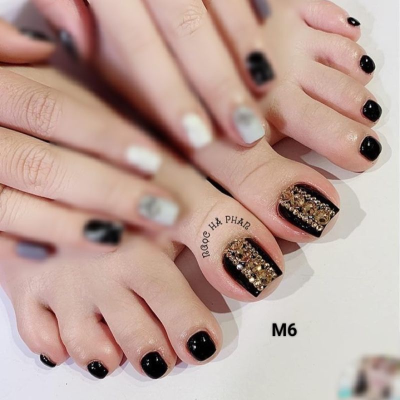 Bộ 24 móng chân giả đính đá nhiều mẫu Belly nail bộ 24 móng chân giả