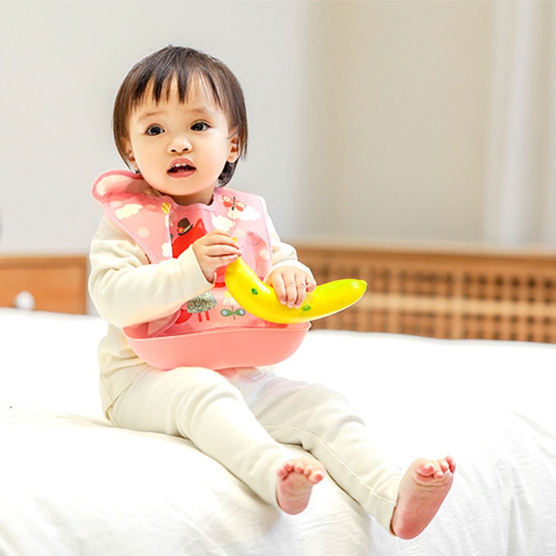 Yếm Ăn Chống Thấm Nước Họa Tiết Hoạt Hình Có Thể Điều Chỉnh Cho Bé