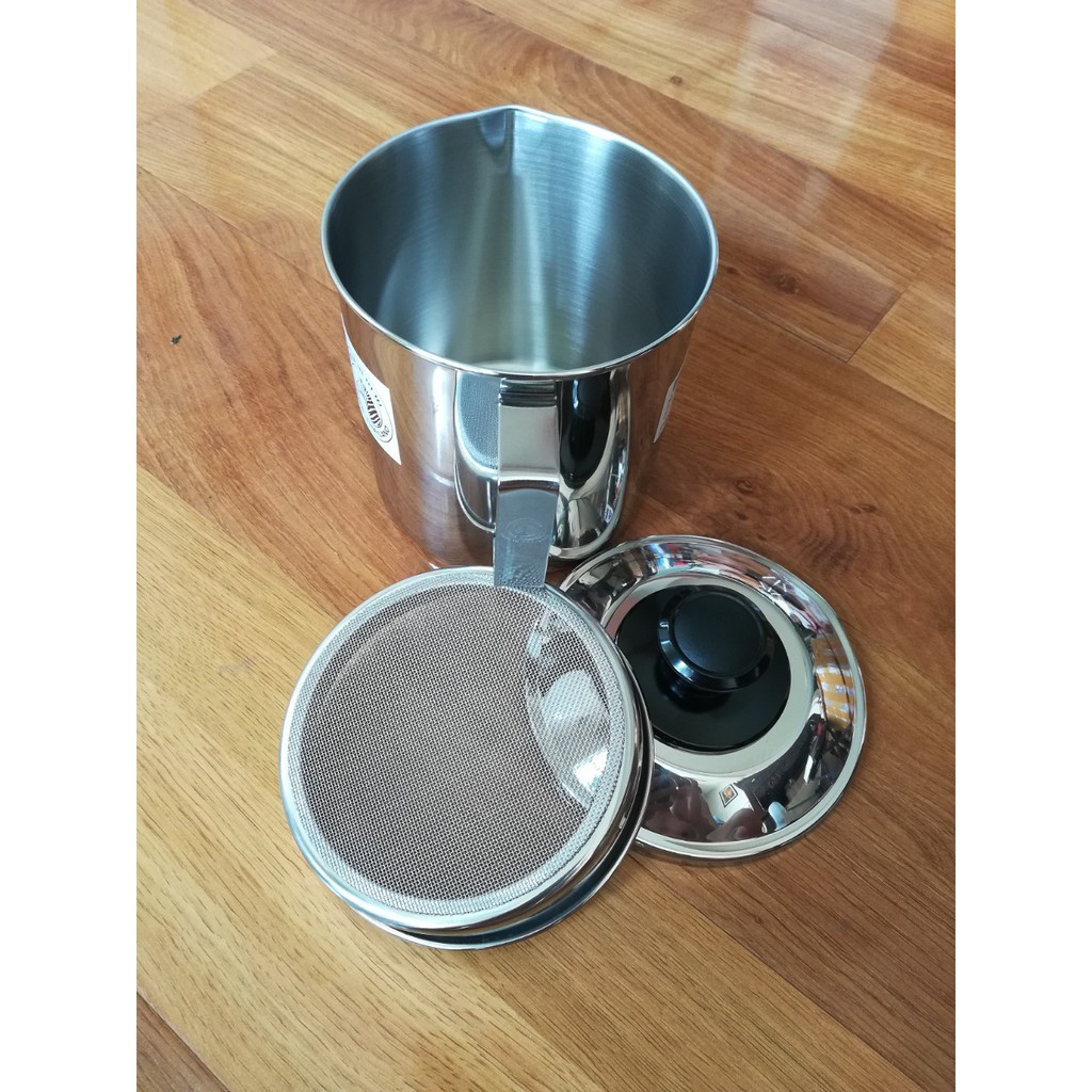 Ca Lọc Dầu Inox Zebra Thái Lan Có Vĩ Lọc Đa Năng Có Nắp Đậy 12cm 1000ml 151101
