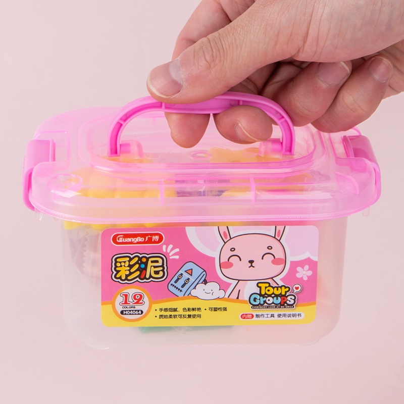 Bộ đất nặn GuangBo 12/24 màu kèm khuôn hộp chữ nhật trong H04064/H04065