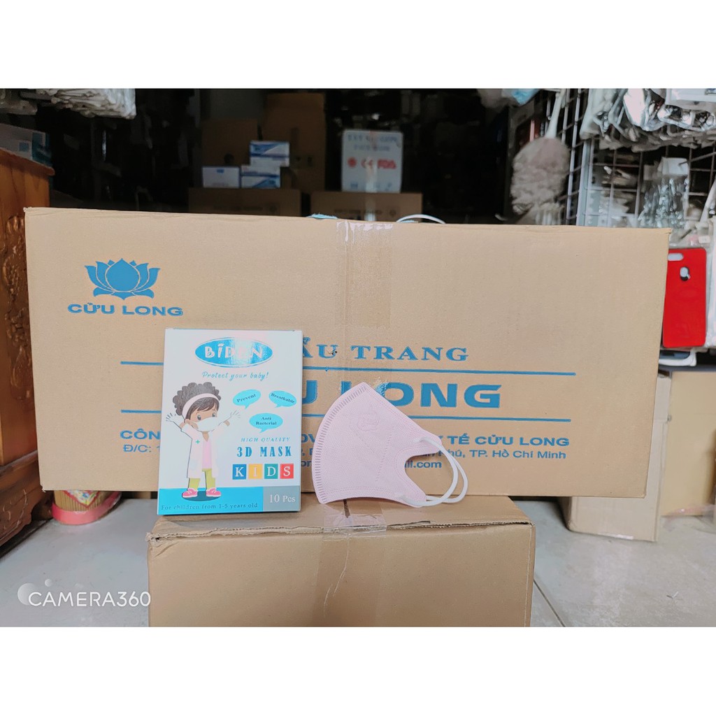 Khẩu Trang bé 3d dành cho bé 1t chở lên 1thung 100 hộp 1 hộp 10c
