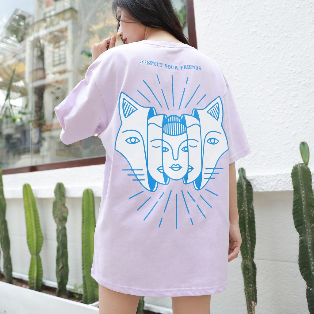 Áo Thun Respect Màu Tím Chất Liệu Cotton Thoáng Mát