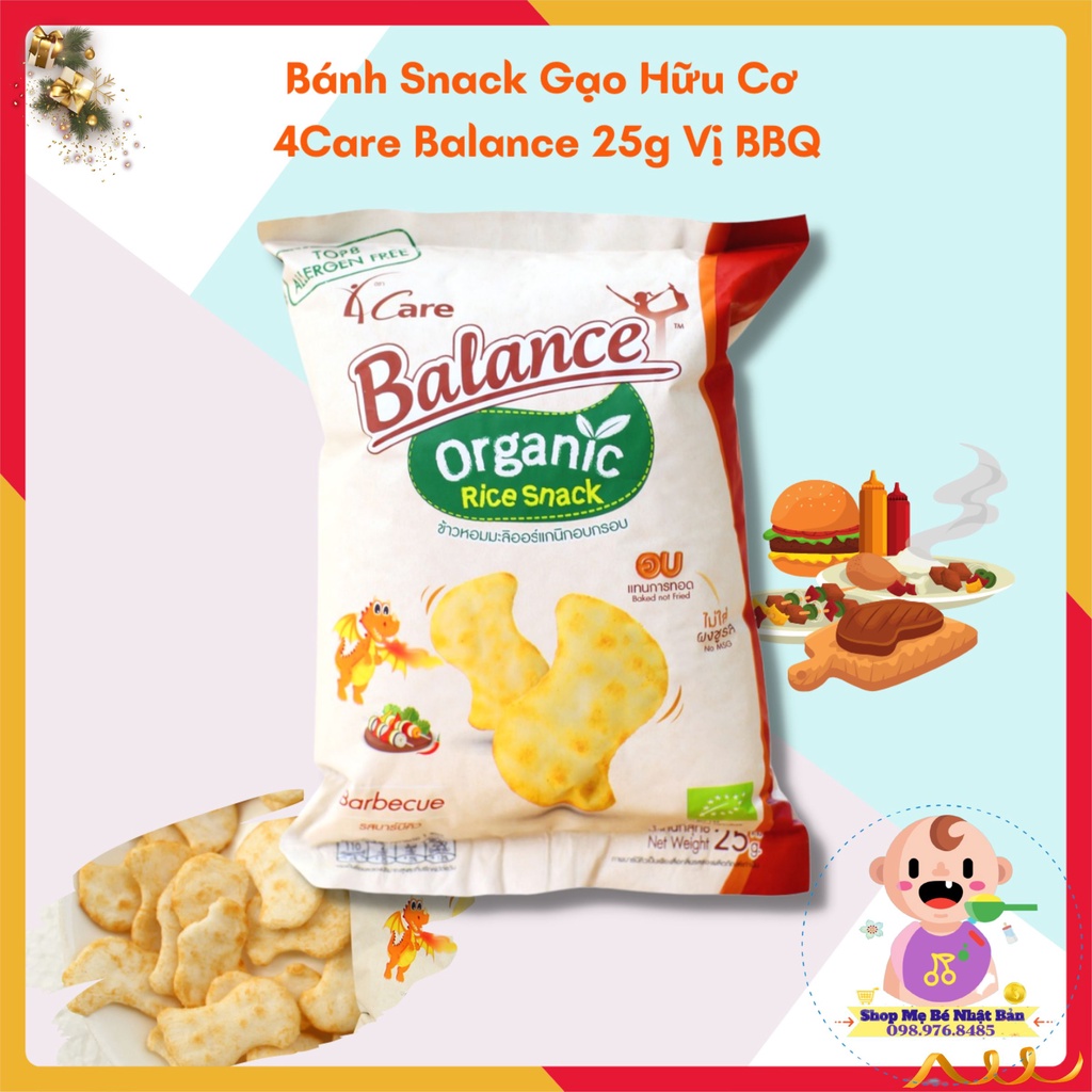 Bánh Snack Gạo Hữu Cơ 4Care Balance 25g - Snack Organic Cho Bé